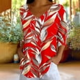 thumbnail image 6 of Naotn Summer Floral Printed Shirts for Women Fall Fashion Casual V Neck 3/4 Sleeve Tops Trendy Holiday Beach Blouses, 6 of 8