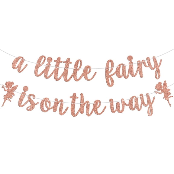 A Little Fairy is on the Way Banner - Welcome Baby Bunting Sign, Baby Shower/Announcement Party Decoration - Butterfly Theme 1st Birthday Party Supplies for Boys Girls