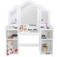 thumbnail image 5 of Costway Vanity Table Set Makeup Dressing Kids Girls Study Table Tri Folding Mirror, 5 of 9