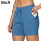 thumbnail image 2 of Pantalones cortos ajustados con cintura con cordón ajustable y bolsillo de color sólido para mujer de verano, 2 of 5