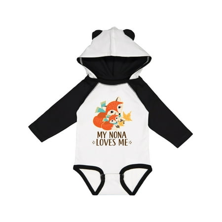 

Inktastic My Nona Loves Me Cute Fox Gift Baby Boy or Baby Girl Long Sleeve Bodysuit