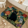 thumbnail image 3 of 1pc Black Cat Among Flowers Absorbent Non-Slip Bathroom Thickened Flannel Rug Decor,Soft,Quick Drying,Suitable For Indoor/outdoor Use,Bathrooms,Bedrooms,Kitchens,Terrace,Laundry Rooms,16"x24", 3 of 9