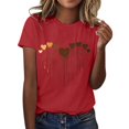 thumbnail image 1 of Pavied T-Shirts pour Femmes T-Shirts Graphiques Chandails en Molleton de la Saint-Valentin pour Femmes Imprimé Cœur Col Rond Manches Longues Hauts Décontractés Mignons Chemises de la Saint-Valentin en Coton Hauts d'Été Rouge L, 1 of 3