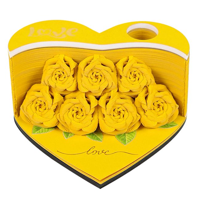 Saint-Valentin Petite Amie Forme Cœur Amour Fleurs Roses Rouges Note 3d K0s7 Mémo Anniversaire Pad Collant Cadeau
