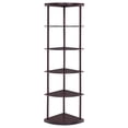 thumbnail image 3 of Bonwick 72-inch 5-shelf Corner Bookshelf Cappuccino, 3 of 10