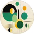 thumbnail image 3 of Round Area Rugs for Living Room 5x5ft Abstract Circles Lines Washable Low Pile Circle Rugs, Non Slip Floor Carpet for Bedroom, Dining Room, Home Office, 3 of 6
