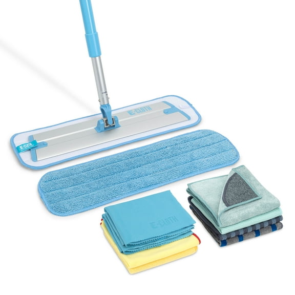 E-Cloth Home Cleaning Set, Microfiber Cleaning Cloth & Mop Combo, Set of 10