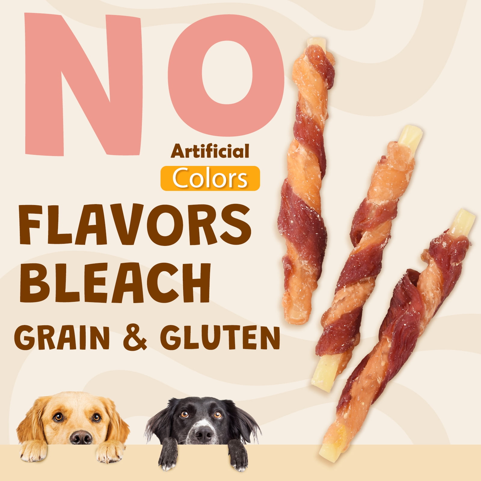 (3 pack) ASMPET Rawhide Free Dog Treats Chicken Jerky & Duck Wrap Cod Sticks, Healthy Treats for Dogs, Soft Chewy Healthy Natural Treats, 15pcs, 11oz