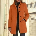 thumbnail image 2 of Blend Coat Button Front Long Sleeve Overcoat With Stand Collar For Autumn Winter Fashion Outerwear winter clothing for women, 2 of 4