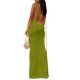 thumbnail image 1 of Vestido de cola de pez de cadera envuelto ajustado con espalda abierta plisado pesado con cordones para mujer Vestido largo sexy ajustado para niña picante, verde, M, 1 of 5