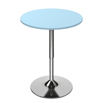 Magshion Round Bistro Pub Table, 23.6" Adjustable Height Bar Table with Metal Leg and Base, Blue