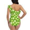thumbnail image 5 of Sikiie Daisies Flowers Print Women One Piece Swimsuits Tummy Control One Shoulder Bathing Suits Ruffle Swimwear, From S to XXL-XX-Large, 5 of 6