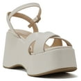 thumbnail image 4 of Soda Women Wedge Sandals Open Toe Ankle Strap Crisscross Platform TECNO-S Off White Bone 7, 4 of 5