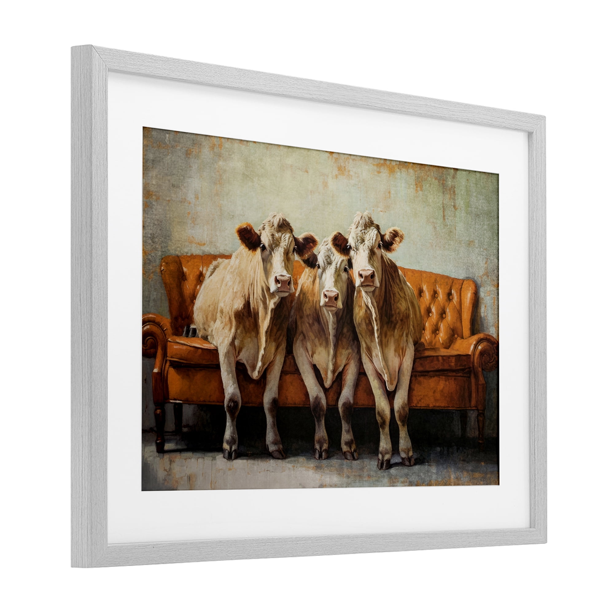 Stupell Industries Cows Just Chillin' Gray Framed Print Under Glass, design by Tina LeCour