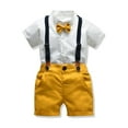 thumbnail image 2 of IROINNID Toddler Boy's Fashion Short Sleeve Stripe Blouse Casual Shorts Gentleman's Suit, 2 of 9