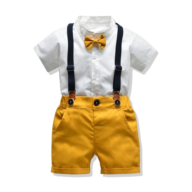 Ropa Para Bebés, Ropa Para Niños Pequeños, Blusa De Manga Corta A La Moda, Mono De Color Sólido, Traje De Caballero Blanco Odeerbi LM103-11388
