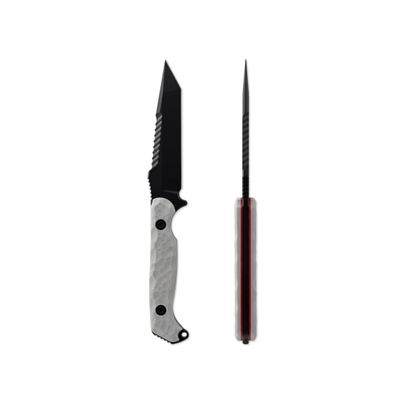 Toor Knives Darter T Fixed Blade Knife, 4.25 in, CPM-M4, Tanto, G10, Disruptive Grey, Black Tru Hide