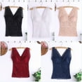 thumbnail image 2 of Deepwonder Women's V Neck Sleeveless Lace Camisole Tank Lace Shirts Blouses Smooth Shaping Tops Wide Shoulder Strap Vest With Detachable Chest Pad, 2 of 4