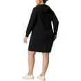 thumbnail image 3 of Agnes Orinda Women's Plus Size Rib Knit Pullover Sweater Long Sleeve Hooded Bodycon Dress Army 1X Black, 3 of 7