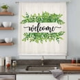 thumbnail image 4 of Green Leaves Semi Sheer Curtains Drapes for Living Room,Bedroom,French Doors Window 54 Inches Long,Spring Summer Farmhouse Watercolor Plant Beige Rod Pocket Chiffon Curtain Voile Drapery Panel, 4 of 8