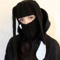 thumbnail image 2 of Fgnfyis Rabbit Ear Hat Autumn and Winter Neck Knitted Hat Bomber Hats BK4, 2 of 6