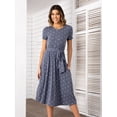 thumbnail image 4 of YININF Women's Polka Dot Casual Dress Pleated Loose Flowy Midi High Waist with Hidden Pocket Belted Dress, 4 of 5