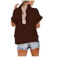 thumbnail image 3 of Women's Fashion Button Shirt Female V-Neck Loose T-shirt Blouse, 3 of 5