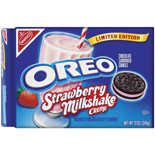Nabisco Oreo Strawberry Milkshake Creme Chocolate Sandwich Cookies