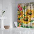 thumbnail image 2 of Boho Sunflower Shower Curtain 72x72 Inches for Bathroom, Yellow Floral Wildflower Design with Butterflies and Bees, Quick-Drying Polyester with Hooks, Rustic Country Farmhouse Style, 2 of 5
