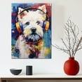 thumbnail image 3 of West Highland White Terrier Wall Art - Funny Dog Canvas Canvas for Kids' Room 11x17inch - Colorful Puppy with Earphone Pictures Framed Ready to Hang, 3 of 4