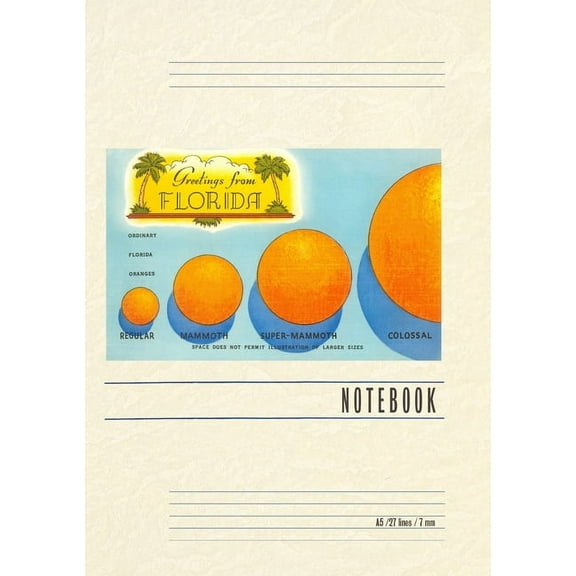 Vintage Lined Notebook Greetings from Florida, Orange Sizing (Paperback)