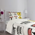 thumbnail image 3 of Ambesonne Zombie Quilted Bedspread Set 2 Pcs, Warning Signs Evil, Twin Size, Multicolor, 3 of 5
