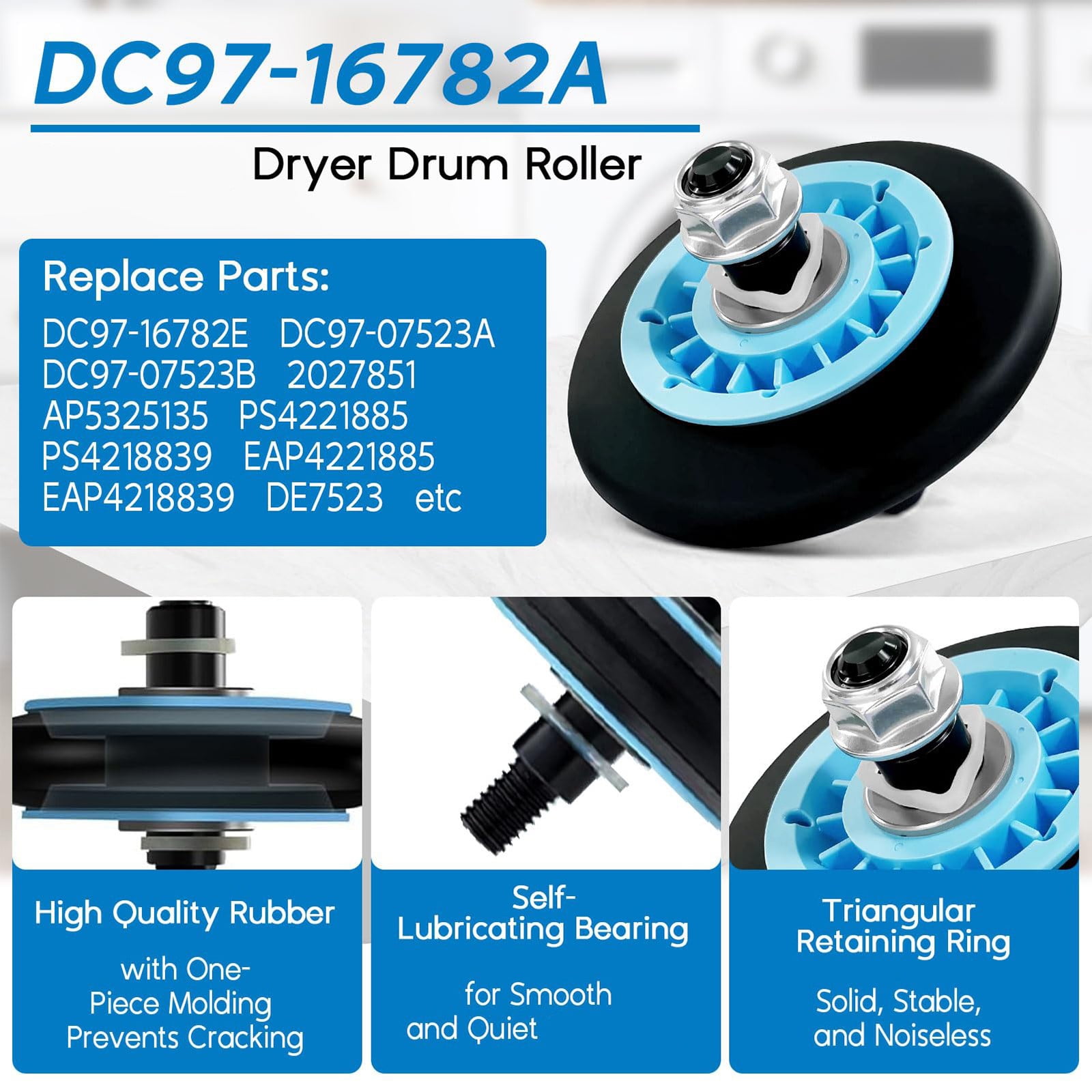 Low Noise Dryer Repair Set With Drum Wheel Casters Tension Spring Easy Installation