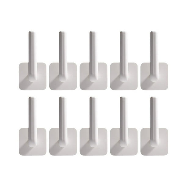 10 ganchos de plástico ABS para baño, resistentes y adhesivos, para pared.