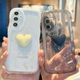 thumbnail image 2 of Compatible with Samsung Galaxy A54 5G Cute 3D Love Heart Phone Case,Glitter Bling Clear A54 5G Case Curly Wave Frame Case Women Soft Shockproof Bumper Cover (Purple), 2 of 9