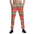 thumbnail image 1 of MAWCLOS Men Straight Leg Christmas Print Trousers Running High Waist Sweatpants Light Red 2XL, 1 of 4