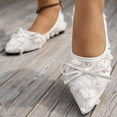 thumbnail image 6 of Casual Shoes for Women Elegant Wide Fit Lace Mesh Pointed Toe With Bow Breathable Casual Shoes For Everyday Wear,White,CN:40(US:8.5), 6 of 7
