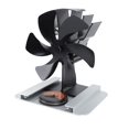 thumbnail image 2 of Ventilador de estufa de calor de 6 aspas, ventiladores para chimenea, ventilador térmico autogenerador con tablero de aislamiento, termómetro, negro, 2 of 14