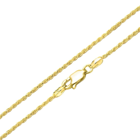 Bling Jewelry Womens 2MM 14K Gold Plated Sterling Silver Rope Chain Necklace