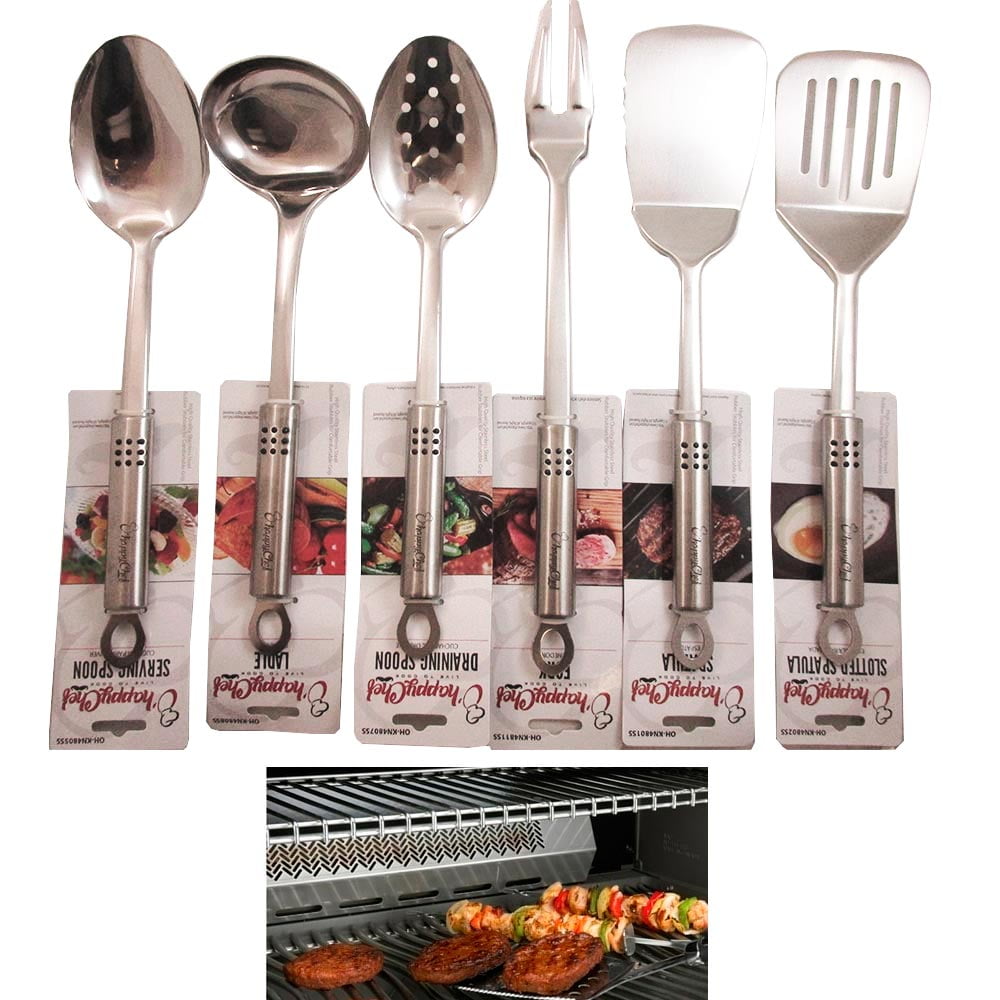 6 Stainless Steel Kitchen Cooking Utensil Set Serving Tools Server Spatula Spoon 