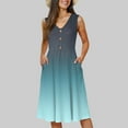 thumbnail image 2 of vigerkar Women 2025 Summer Dresses Sleeveless Casual Loose Swing Button Down Midi Dress with Pockets Navy, S, 2 of 5
