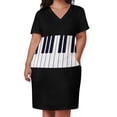 thumbnail image 2 of Vestido holgado con bolsillo y teclas de Piano para mujer, 2 of 6