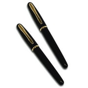 Better Office Products Executive Black Gel Pen, 2 Pack, Classic Business Pen with Removable Cap, Black 0.7mm Medium Point, Gold Accents, Individually Packed in Clear Acrylic Cases