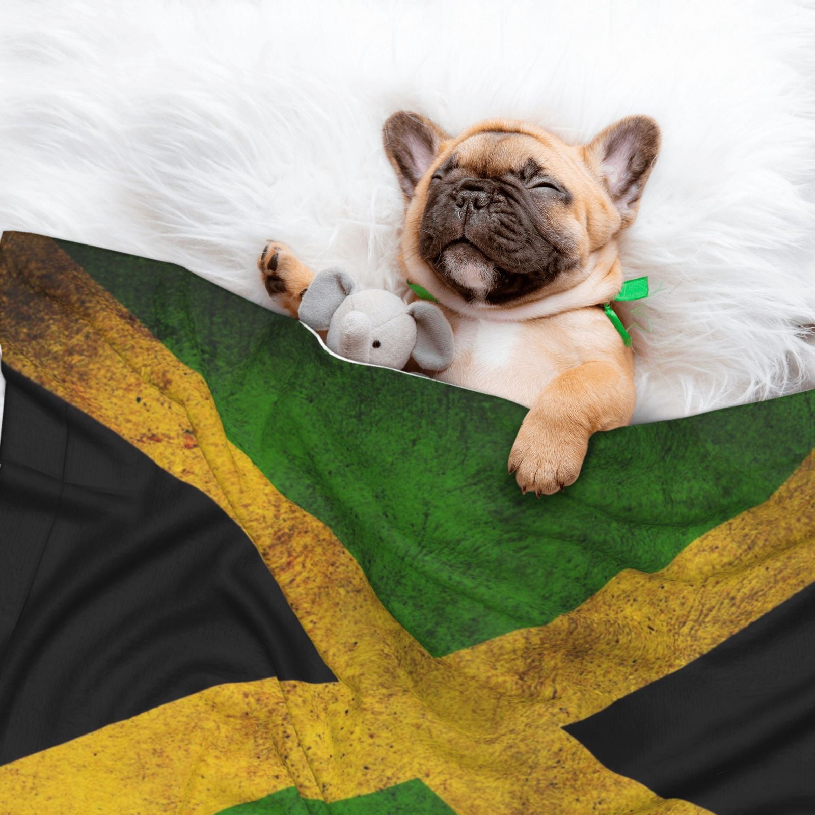 Retro Jamaican Flag Dog Blanket Soft Warm Flannel Cat Blanket Great Pet Throw for Cats Puppy Small Medium Large Dog