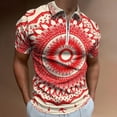 thumbnail image 2 of Red Blue Mandala Pattern Men Zipper T-shirt Summer Casual Short Sleeve T-shirt Top, 2 of 7