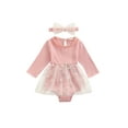 thumbnail image 1 of Honganda Bébé Filles 2Pcs Vêtements d'Automne, Tricot Côtelé Robe Tutu + Bandeau, 1 of 8