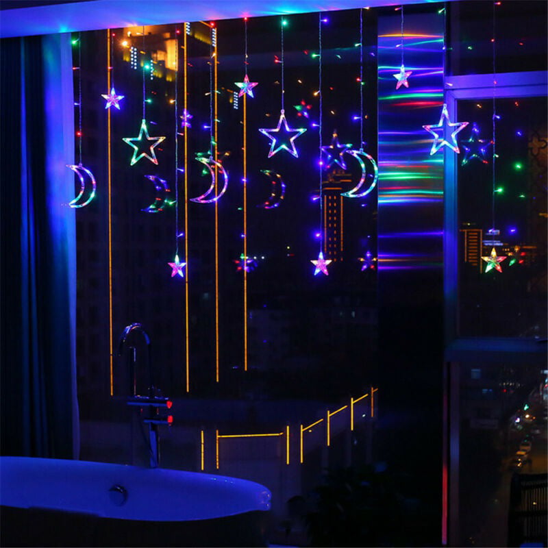 Details about   3.5M Fairy Moon Star Curtain String Lamp LED Wall Light Party Xmas Lights ym 