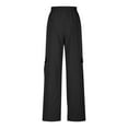 thumbnail image 5 of QATAINLAV Women's Fashion Cargo Trousers with Pockets Casual Solid Color High Waist Elastic Sweatpants Loose Wide Leg Straight Pants Black XXL Gifts for Girls, 5 of 8
