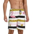 thumbnail image 2 of Sikiie Gold Glittering Hearts and Flamingos Mens Pajama Shorts, Lightweight Lounge Pant with Pockets Soft Sleep Pj Shorts for MenLarge, 2 of 6