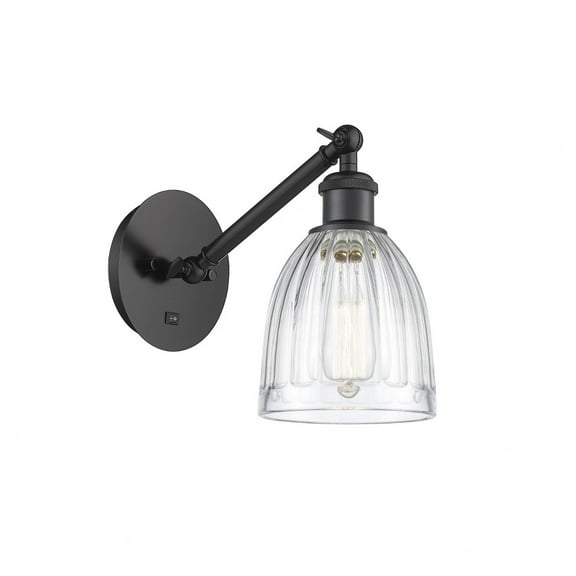 317-1W-BK-G442-LED-Innovations Lighting-Brookfield - 1 Light Wall Sconce In Art Nouveau Style-11.38 Inches Tall and 5.75 Inches Wide Matte Black Clear